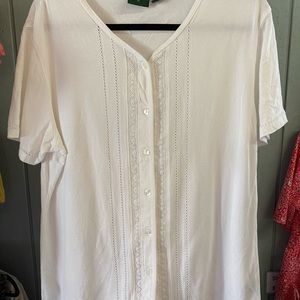 WOMENS HUNT CLUB LACE STRIPE COTTON TOP X-LARGE